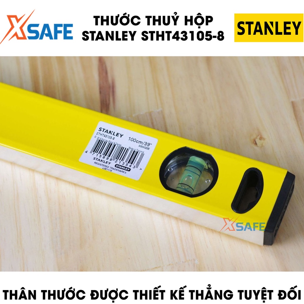 Thước thuỷ hộp STANLEY thân nhôm cao cấp Thước cân bằng Stanley gồm 2 ống thuỷ, thân thước thẳng tuyệt đố