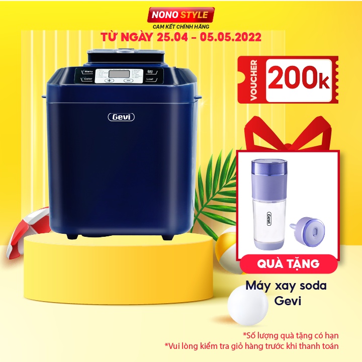 [Mã ELHADEV giảm 4% đơn 300K] [VOUCHER 200K] Máy Làm Bánh Mì Tự Động Gevi GEBMA333-V, 12 Chức Năng, Bảo Hành 12 Tháng