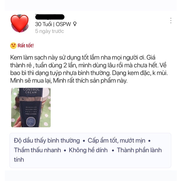 CZ_001 Kem Làm Sạch Da Control Cream 150ml