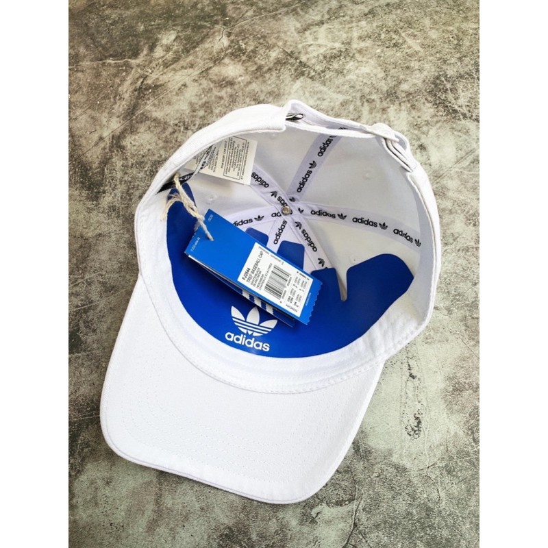 (HÀNG XUẤT XỊN) Nón das trắng logo đen  Trefoil Lo Baseball Cap