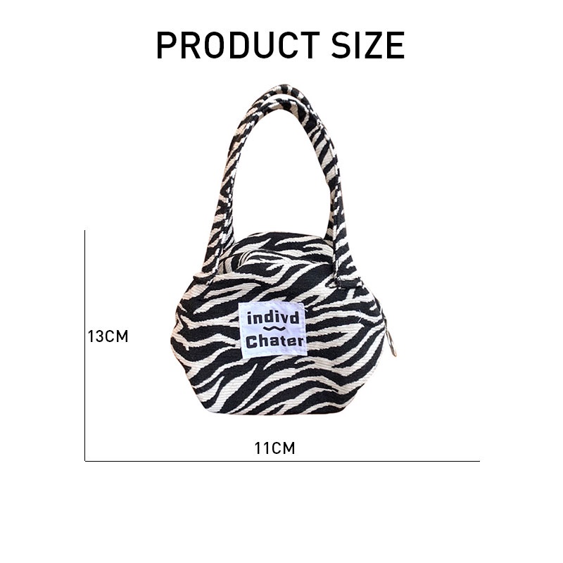 Túi YADOU đựng tiền xu vải canvas họa tiết ngựa vằn kiểu Pháp retro đơn giản đa năng nhỏ gọn