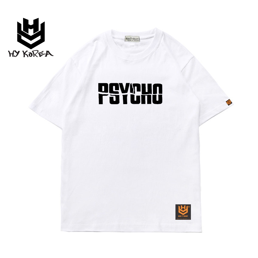 Áo Thun HY Korea Nam Nữ Form Rộng Tay Ngắn In Hình PSYCHO Chính Hãng, Vải Cotton 75% Co Giãn 4 Chiều, DC232