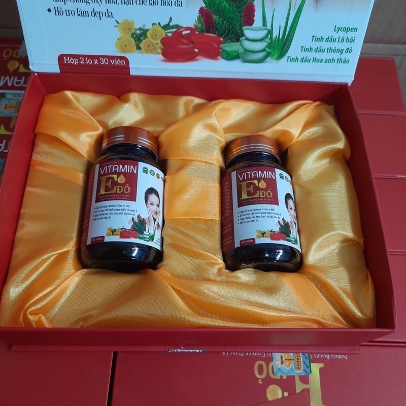2 lọ Vitamin E đỏ giúp làm đẹp da chống lão hoá hạn chế nám chính hãng an toàn hiệu quả
