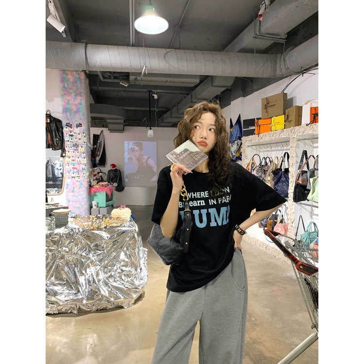 Áo Thun Nữ Ngắn Tay In Chữ Kiểu Hàn Quốc