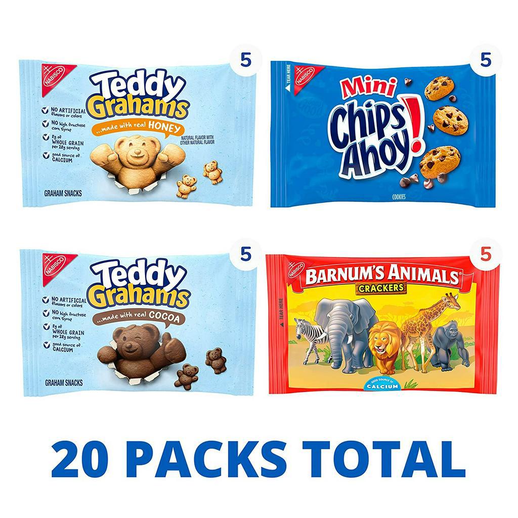 Bánh quy Nabisco Teddy mini hộp lớn 20 gói tiện lợi/ Hàng nhập Mỹ, USA, Chip Ahoy, Teddy
