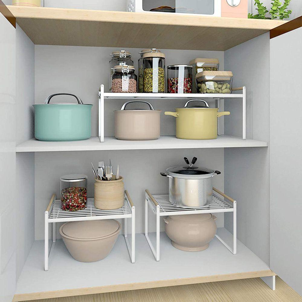 MALCOLM Kitchen Organizer Bathroom Wooden Handle Pantry Organization Spice Bottle Holders Kitchen Storage Shelf Book Holder For Pan Pot Spice Rack