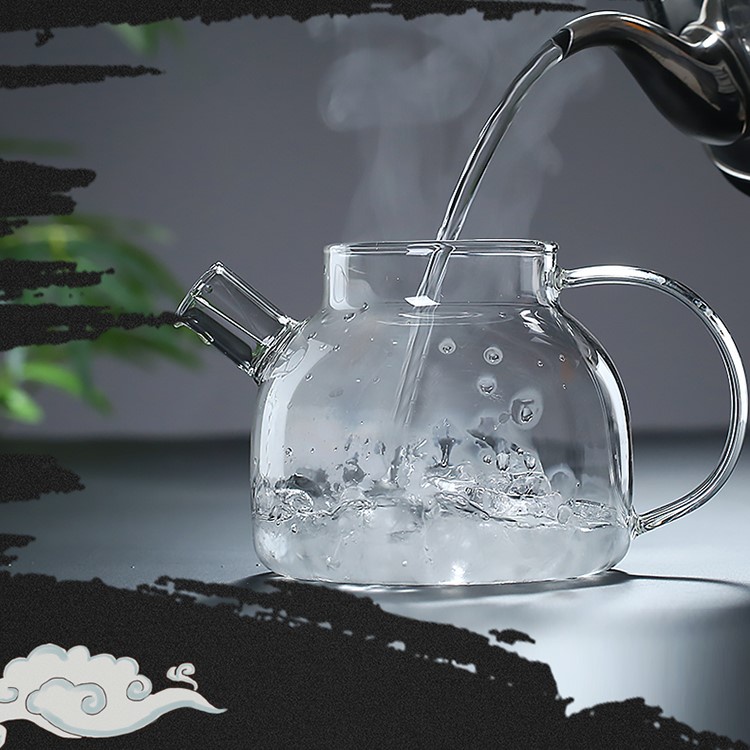 Bộ Ấm Trà Pha Lê Bình Trà Hoa Cúc Thủy Tinh 6 Chén Dung Tích 1000 Ml Chịu Nhiệt Có Lõi Lọc