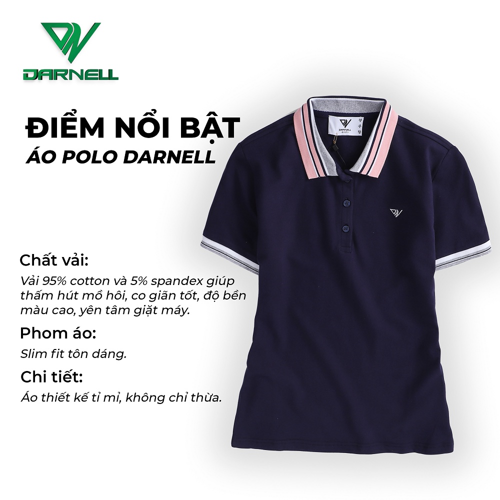 Áo phông polo nữ DARNELL tay ngắn chất cotton mềm mại form tôn dáng, thoáng mát năng động bền màu DN4200