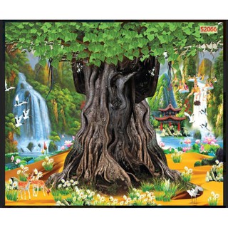 tranh dán tường vải lụa 3D tranh cây bồ đề KT 120x80cm