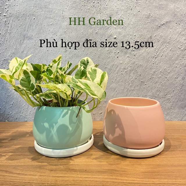 Chậu hạt dẻ, Size nhỡ M (12*14.5*10cm), chậu trồng cây để bàn gốm Bát Tràng