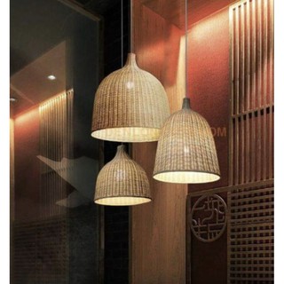 Chao đèn mây tre đèn tre đan Size 29*42cm