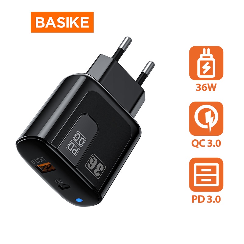 Củ sạc nhanh 36W BASIKE Cổng PD USB 3A Bộ tương thích với điện thoại Android IP12