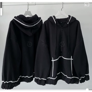 Áo khoác nỉ cotton viền trắng