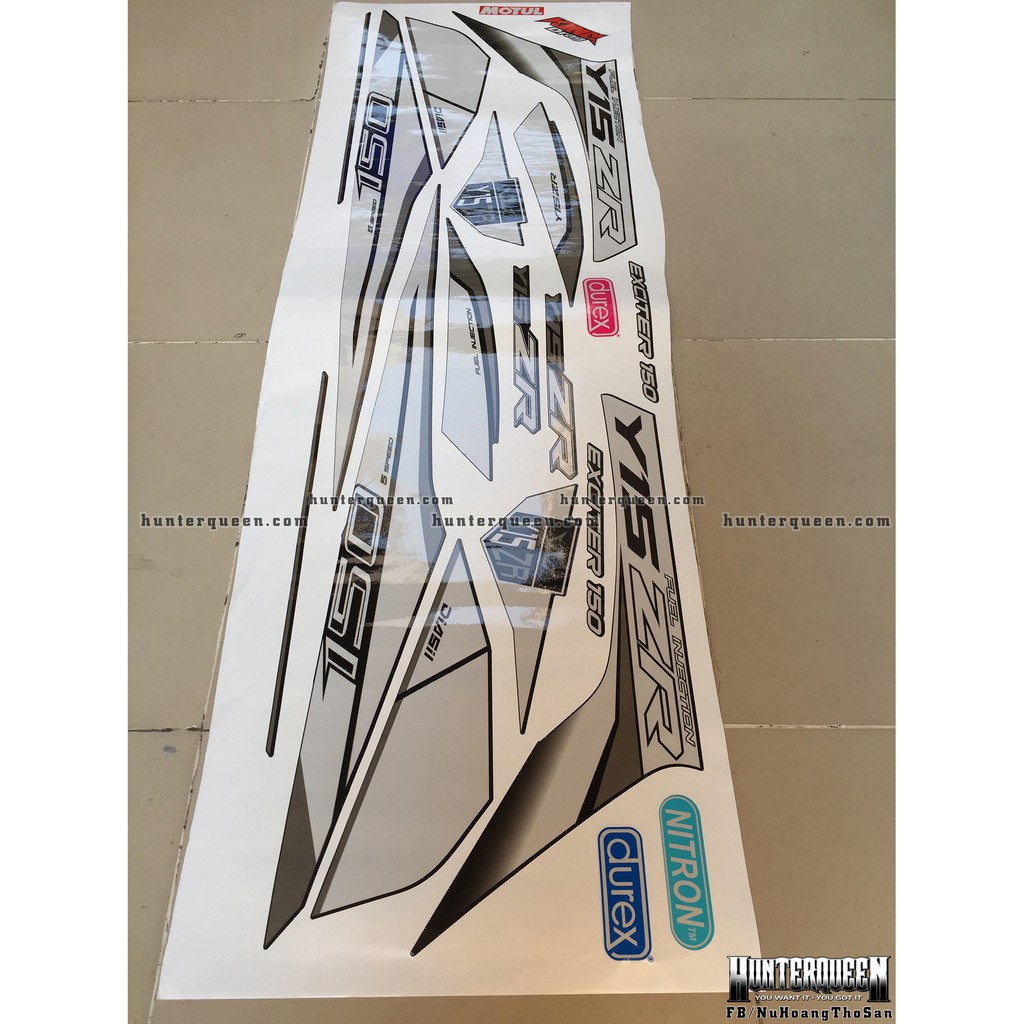 Tem rời xe Exciter 150, dán xe đen. Chất lượng, độ bền cao, Y15ZR