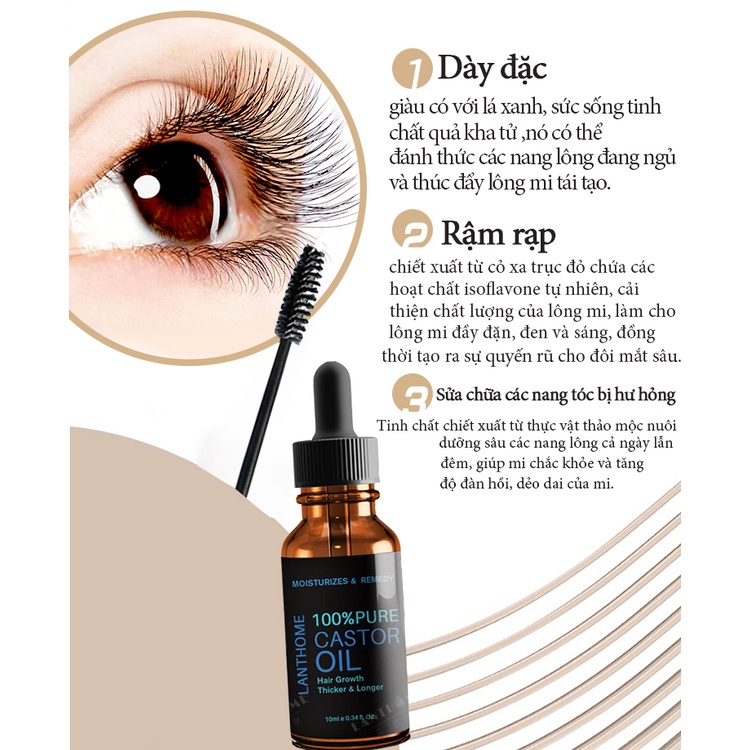 Dầu thầu dầu 10ml, tinh chất dưỡng dài mi, macara, tinh chất dưỡng mi, serum tăng trưởng lông mi, serum tăng trưởng lông