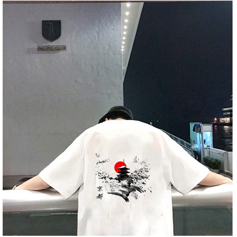 Áo thun unisex form rộng họa tiết phong cách Nhật Bản vải dày mịn 2020T2465