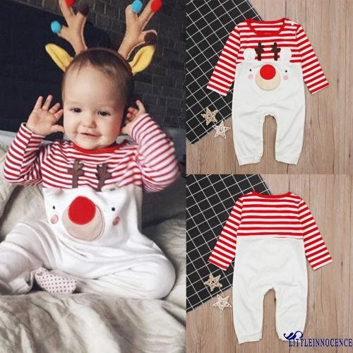 ❤XZQ-Christmas Baby Newborn Boy Girl Warm Xmas Romper Cotton Jumpsuit Bodysuit Outfits