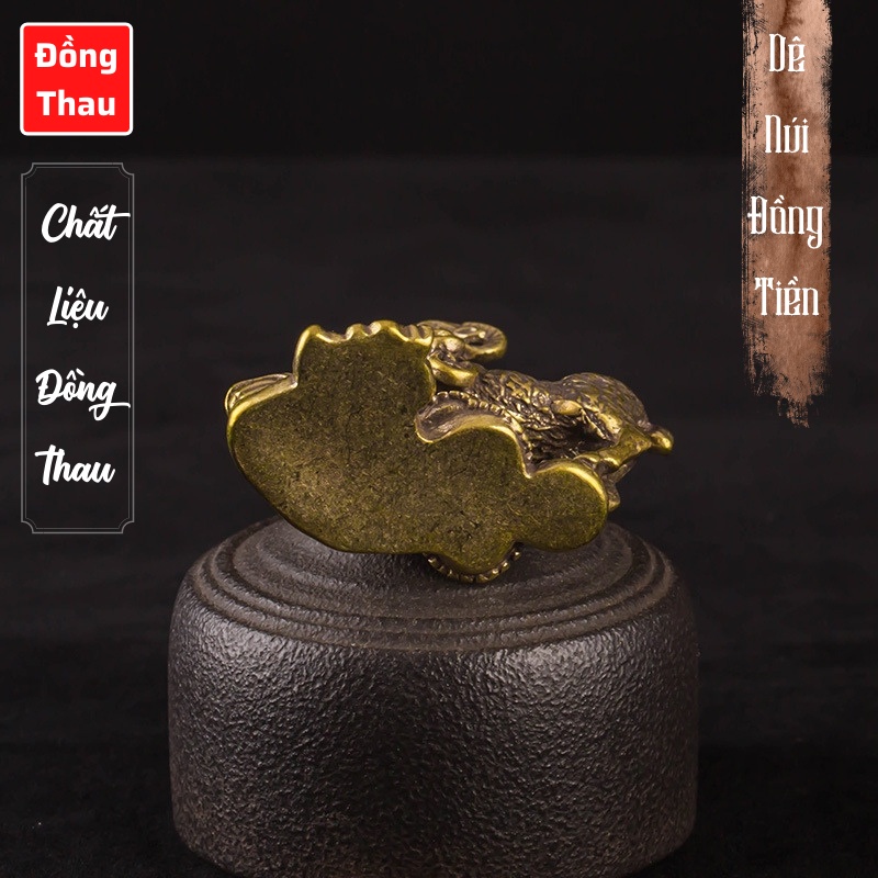 Tượng Trưng Bày Phong Thủy Bằng Đồng Hình Con Dê Đứng Ngậm Tiền, Trang Trí, Đem Lại May Mắn