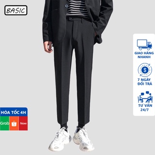 Quần Tây Nam - Quần âu nam BASIC Vải Cotton lì chéo Dáng Ôm Không Nhăn Không Xù