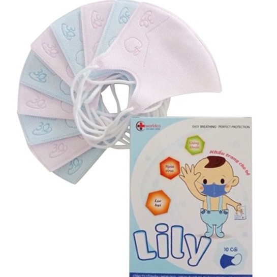 [SET 10 CHIẾC]Khẩu Trang Y Tế Trẻ Em 3D Lily,Dùng 1 lần Cho Bé Từ 3 Tháng Đến 5 Tuổi Màu Xanh/Hồng An Toàn Cho Bé