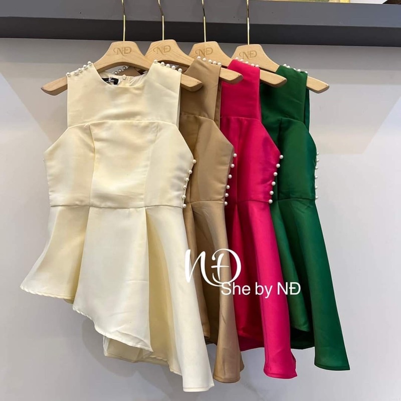 ÁO TAFTA đính ngọc vạt chéo 🥰 hottrend áo dáng peplum nút ngọc😘😘😘