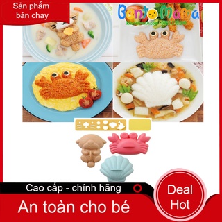 Bộ dụng cụ ép cơm cua, sò và chồn biển kèm tấm cắt trang trí