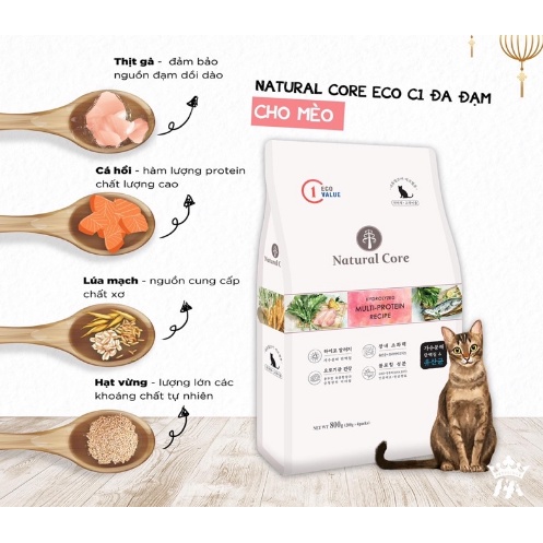 Hạt hữu cơ đa đạm NATURAL CORE ECO C1/ KITTEN cho mèo 5KG