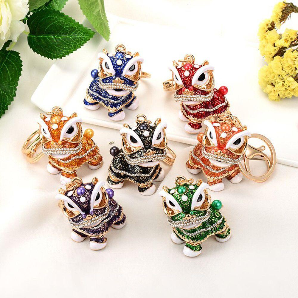 Móc Khóa Xoay 7 Màu Hình Sư Tử Bằng Kim Loại Phong Cách Truyền Thống Trung Hoa|Móc Khóa Ô Tô