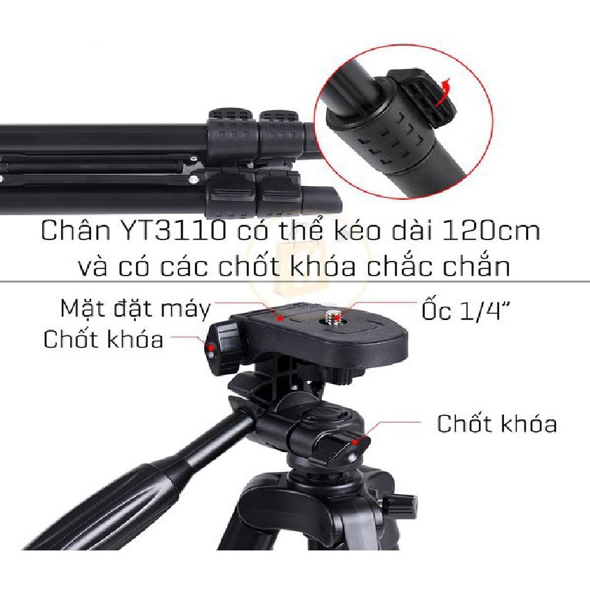 Chân chụp ảnh tripod 3110 hỗ trợ chụp ảnh cho điện thoại