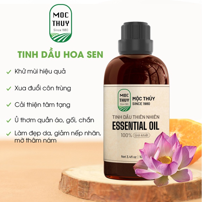 Tinh dầu Sen nguyên chất hữu cơ MỘC THỦY khử mùi làm thơm phòng thư giãn 500ml,1000ml - Đạt chuẩn chất lượng