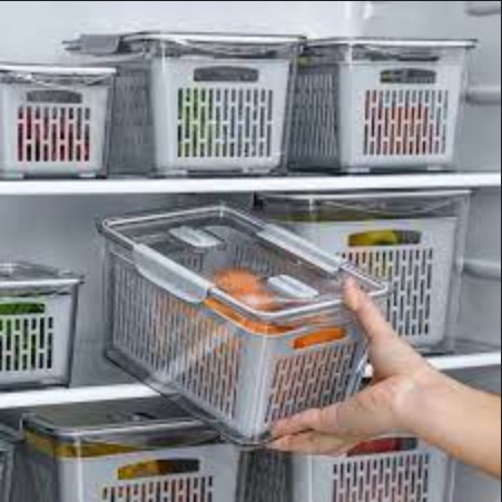 HỘP ĐỰNG ĐỒ BẢO QUẢN TỦ LẠNH - Bộ set 5 rổ hộp đựng đồ tủ lạnh đa năng thông minh cao cấp