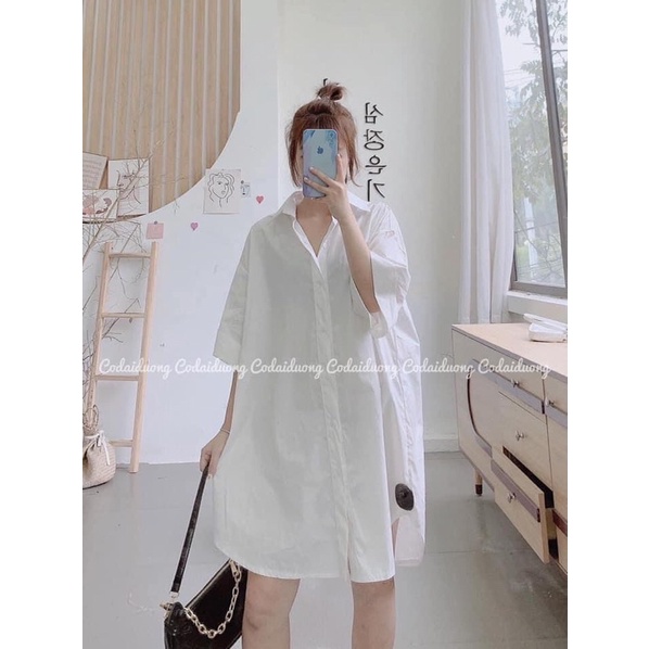 [RẺ VÔ ĐỊCH] Áo Sơ Mi - Áo Váy Thô Tay Gập Form Rộng Oversize Shirt Dress