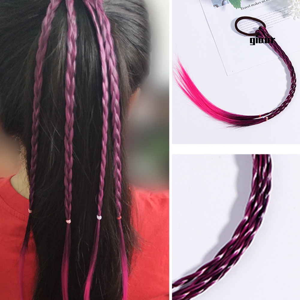 Dây buộc tóc đuôi ngựa dạng tóc giả bện co giãn cho bé gái