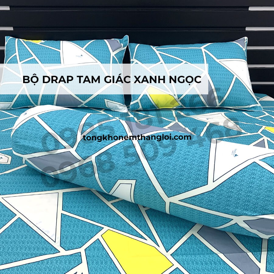 [Ảnh Thật] Tam Giác Xanh Ngọc - Bộ Drap Cotton 4 món Thắng Lợi Chính Hãng