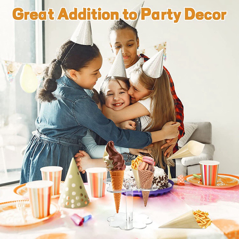 Giá Đỡ Kem Ốc Quế / Sushi 4 Lỗ Bằng Acrylic Tiện Dụng Cho Tiệc Tùng / Trẻ Em