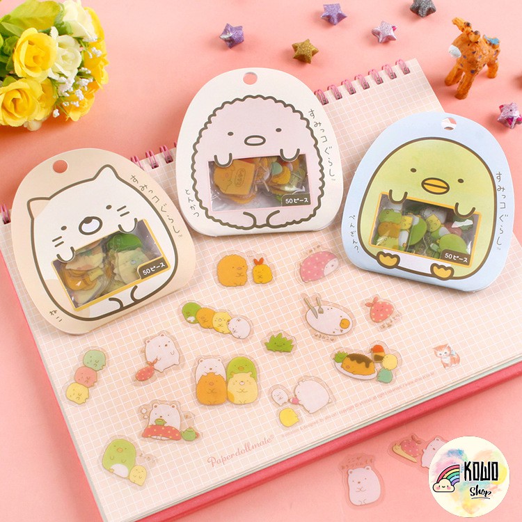Sticker Cute Trang Trí Sổ Tay Anime Dễ Thương Trong Suốt, Hình Dán Sổ Cute SAN-X HD5