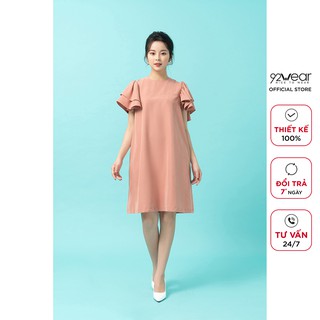Đầm suông thiết kế 92WEAR 2 màu, tay 2 tầng bèo DXW1134