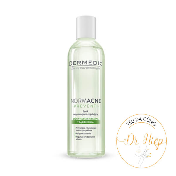 Toner làm sạch và ngăn tiết dầu DERMEDIC Normacne Cleansing And Regulating Skin 200ml dành cho da dầu
