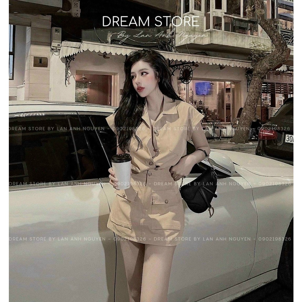 Set Bộ Đi Chơi Áo Sơ Mi Kèm Chân Váy Mini Phong Cách Hiện Đại Chất Liệu Tuyết Mưa Thời Trang Nữ Xm Minh Phúc