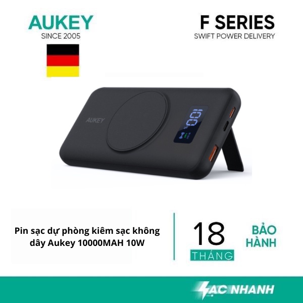 Pin sạc dự phòng kiêm sạc không dây Aukey 10000MAH 10W PB-WL02i