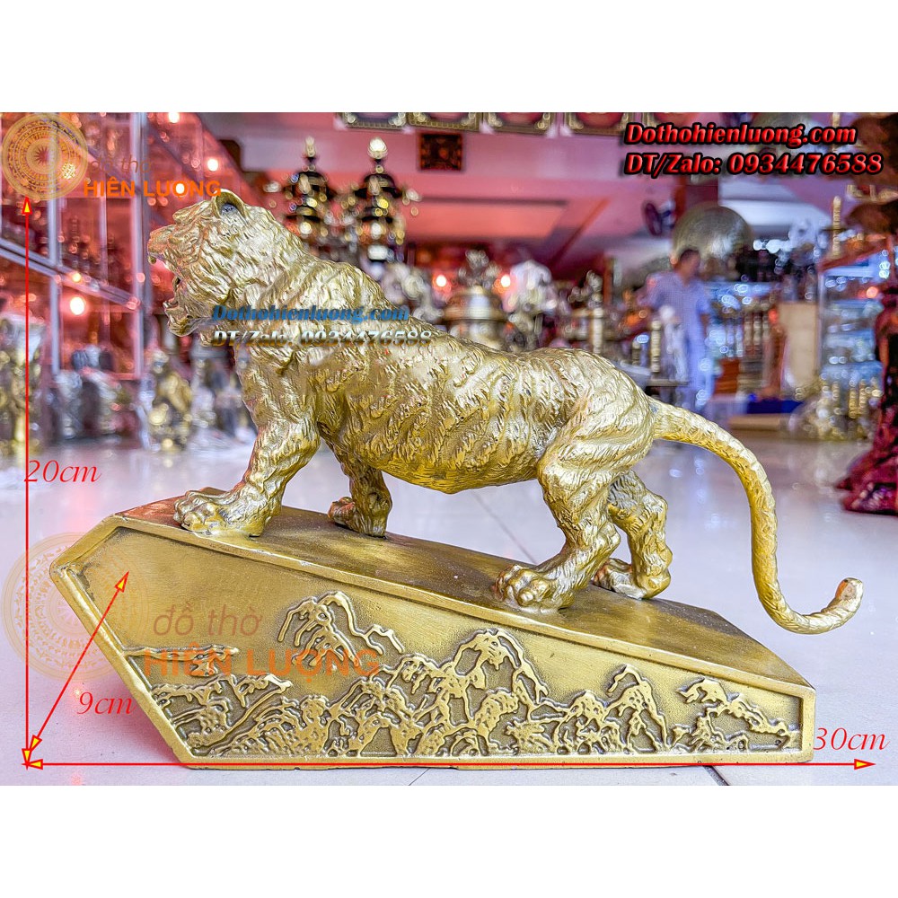 Tượng Hổ Đồng Đứng Bệ Nghiêng Oai Phong Cao 20cm - Biểu Tượng Sức Mạnh Và Quyền Lực