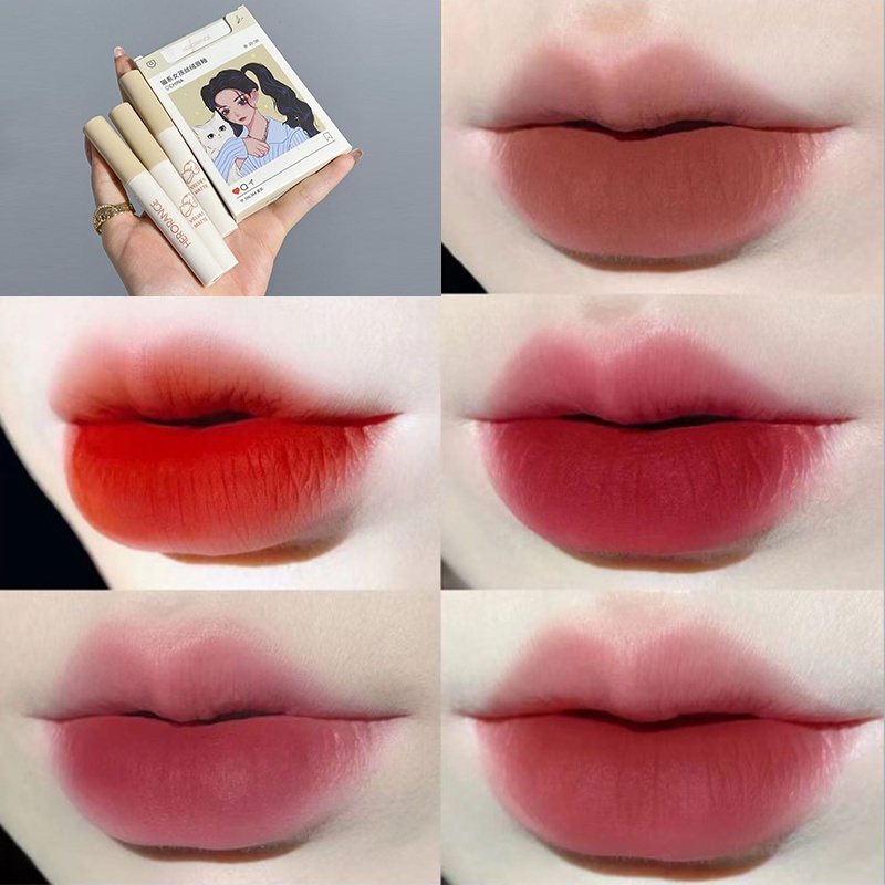 Set 5 son lì thiết kế vỏ họa tiết chú mèo dễ thương xinh xắn (có bán lẻ son bóng)