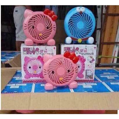 QUẠT SẠC MINI CẦM TAY HELLO KITTY, quạt tích điện mini giá rẻ sạc điện có thể gập gọn để bàn