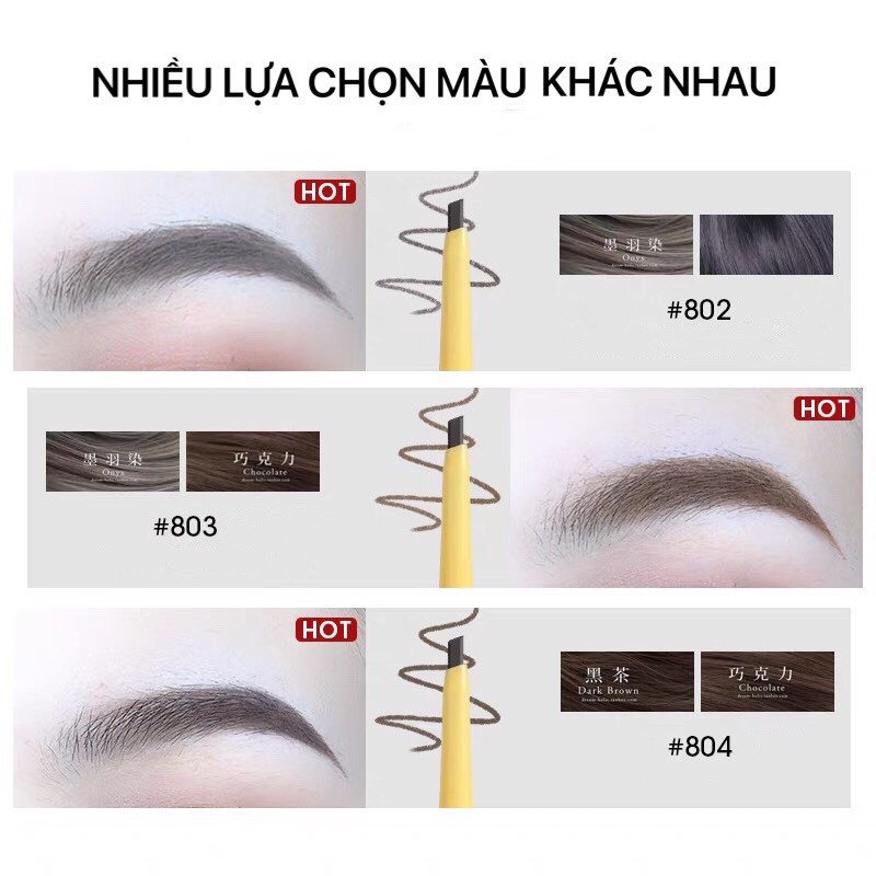 Chì kẻ mày 2 đầu GOGO TALES siêu mảnh Cloud Mist Browpencil gảy sợi nhiều màu tự nhiên lau trôi chống nước GT258 GOGO83