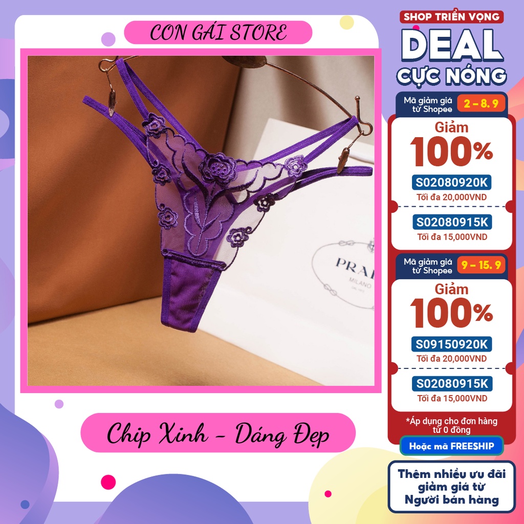 Quần lót lọt khe nữ sexy ren cao cấp kiểu dáng thêu hoa gợi cảm TL2233 – Con Gái Store