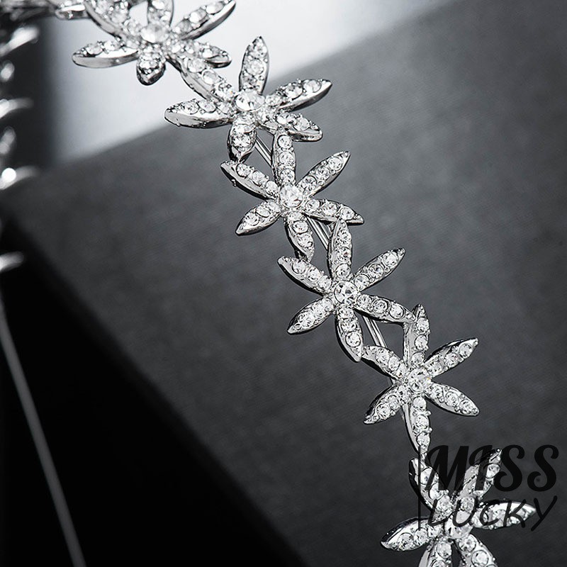 Vương miện trang trí đá lấp lánh tạo kiểu tóc cô dâu sang trọng