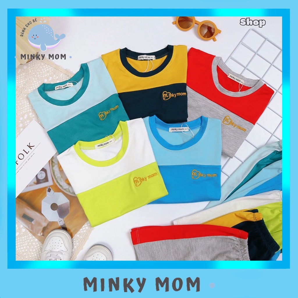 Bộ Cộc  Tay Minky Mom Chính Hãng Bé Trai Bé Gái Thun Lạnh Thêu  Cho Bé (8-28kg) MS008