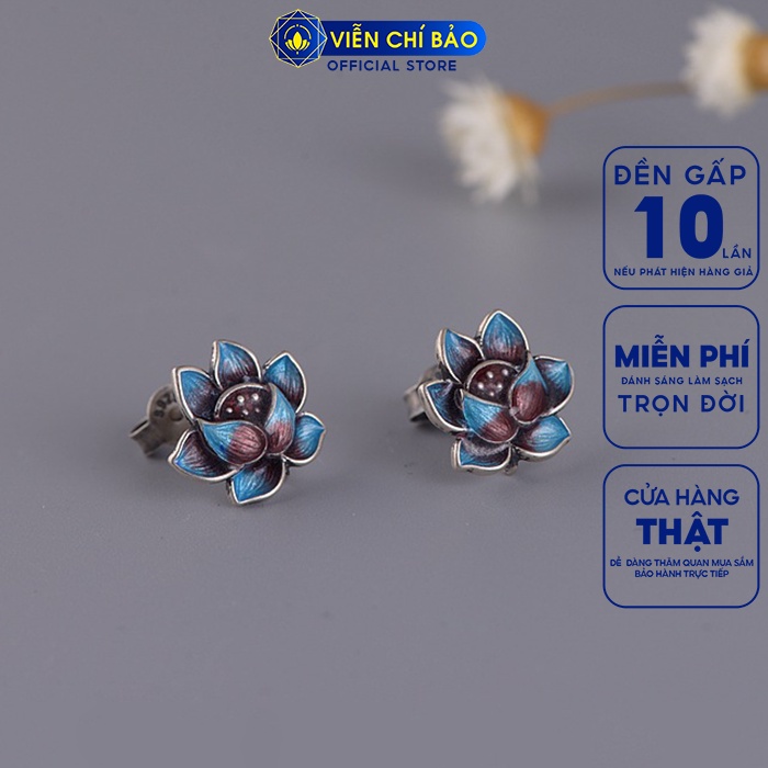 Bông tai bạc nữ Nguyệt Liên Hoa chất liệu bạc Thái 925 thời trang phụ kiện trang sức nữ Viễn Chí Bảo B000222