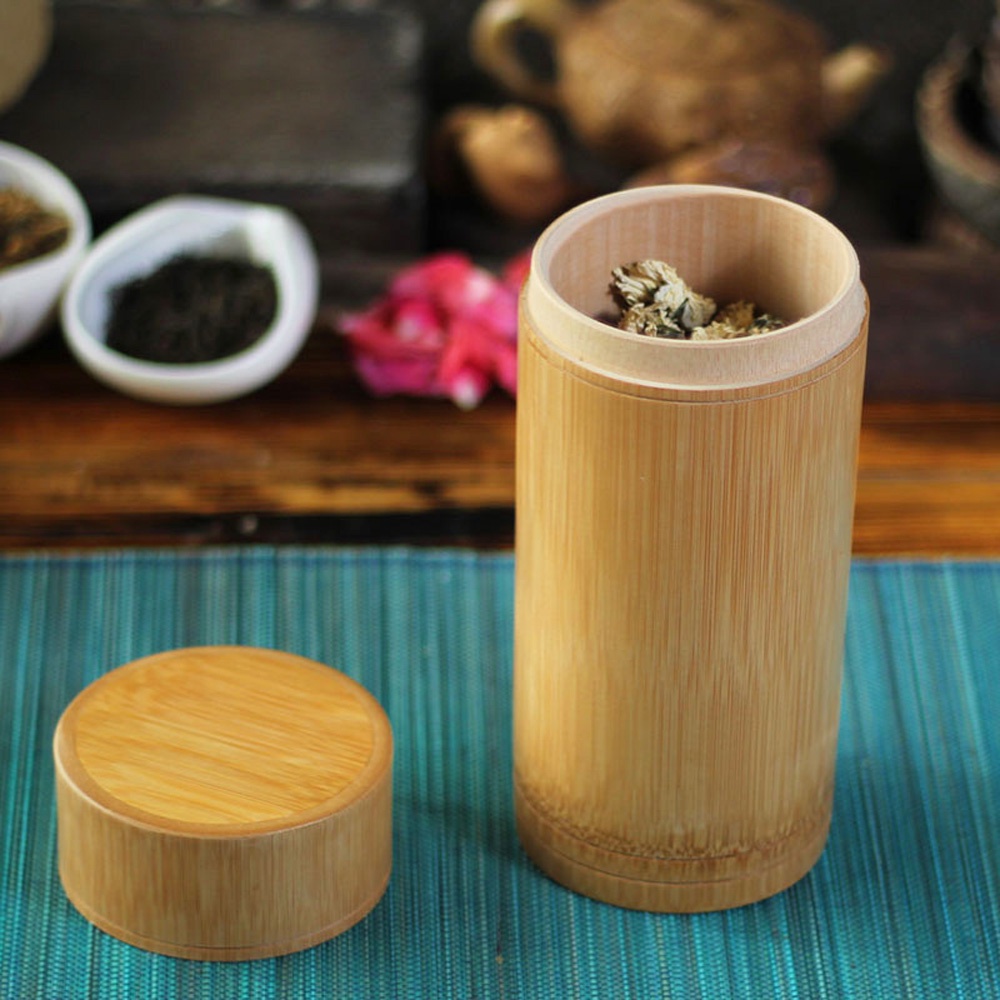 Hộp đựng trà bằng tre có nắp đậy tiện dụng