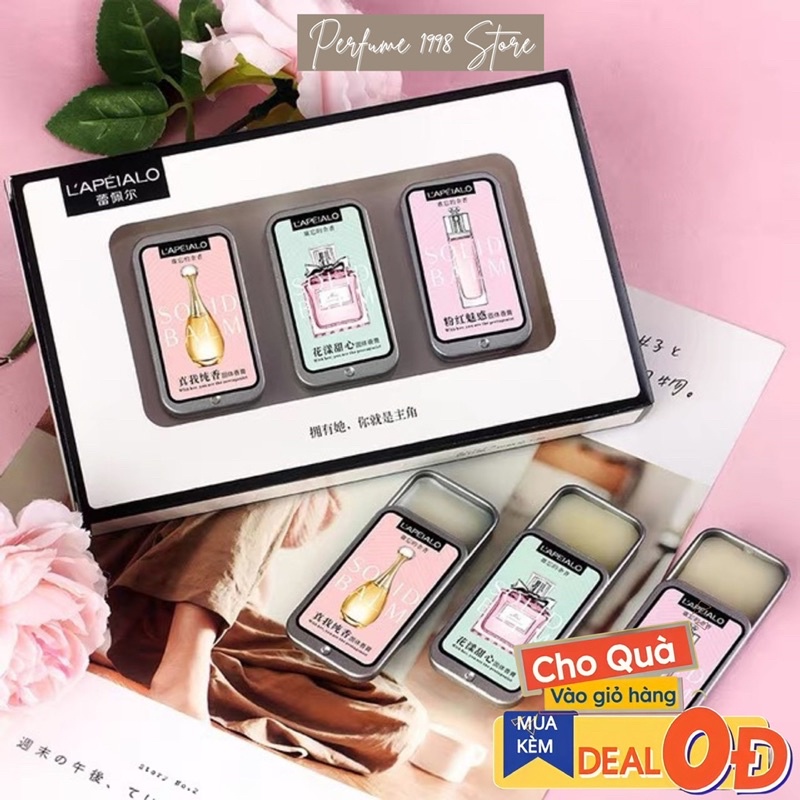 Nước hoa sáp khô LAPEIALO bộ 3 mùi hương cao cấp cực xịn, cực thơm mùi siêu đỉnh dành cho nữ